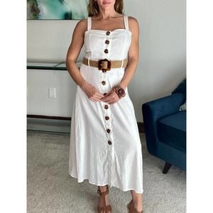 Charlotte Russe Linen Button Down Belted Dress, Size S